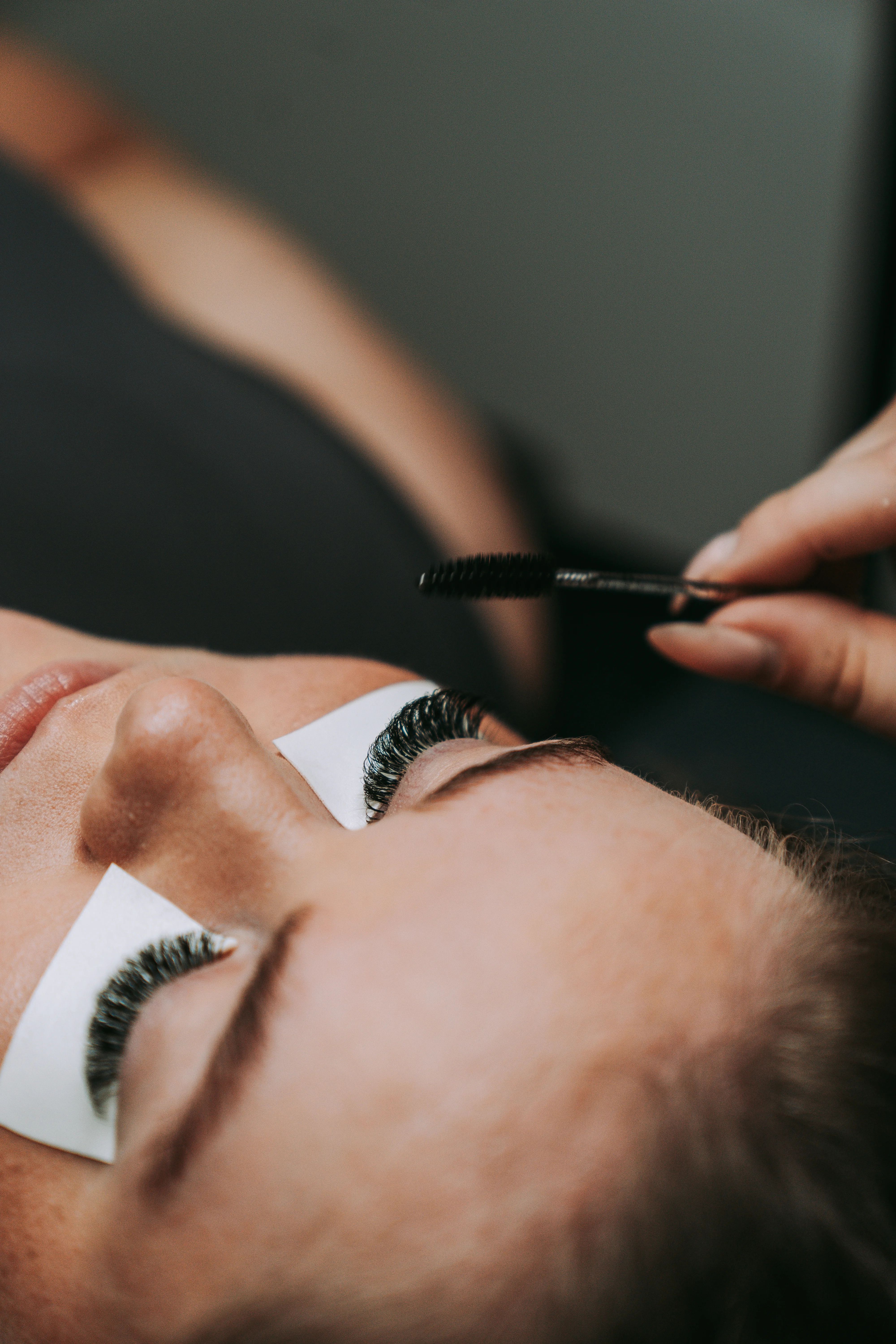 Cinematic close-up of finished lash work at the Roselli Cosmetologist salon